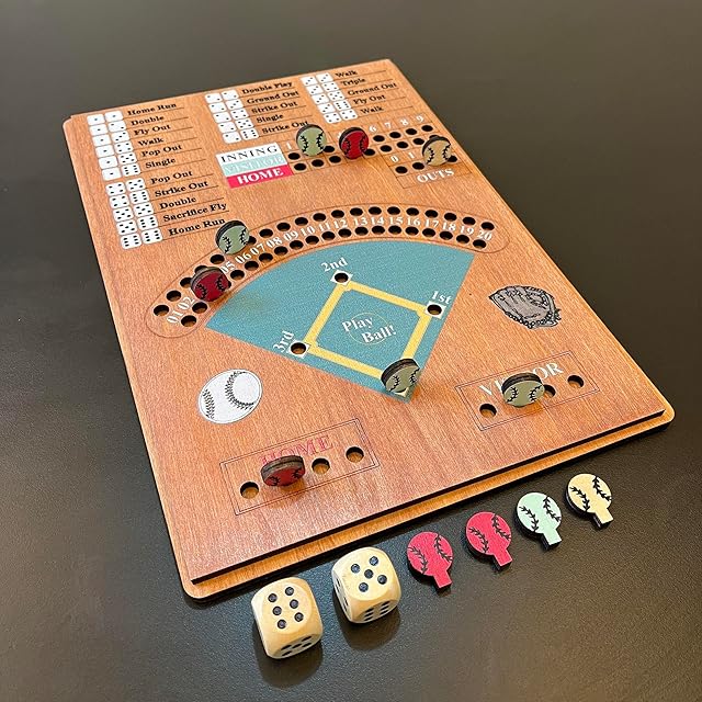 The CBLKUS Baseball Dice Board Game,Fun Board Game with Dice,Wooden Baseball Games for Family,Party and Holiday Gatherings,Baseball Board Game Premium Version