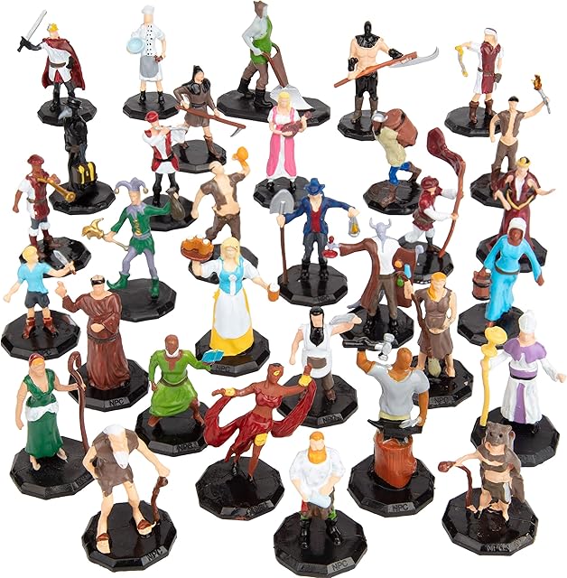 The 1″ Hex Townsfolk Mini Fantasy Figures Set – 32 Unique Non Player Characters NPC – Nobility, Merchants, Peasants, Entertainers, Compatible w DND Dungeons Dragons Pathfinder RPG Games - Sextoyzone