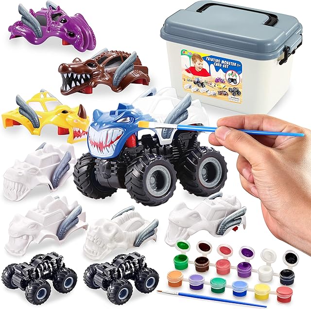 The JOYIN Kids Craft Kit Build & Paint Your Own Monster Car Art & Craft Kit DIY Toy Set Make Your Own Monster Friction Powered Truck, Presents for Kids