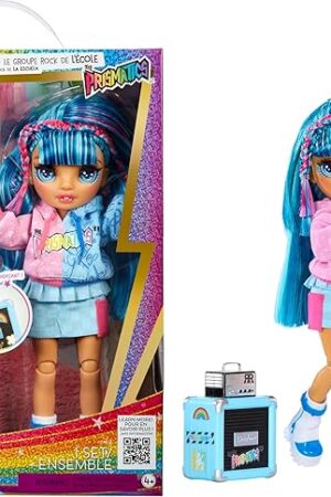 The Rainbow High Jr High Rock Band - Skyler, Blue 9? Fashion Doll with Microphone Plus Stand and Amp, Customize with Stickers, Posable, Great Toy Gift for Kids Ages 4+