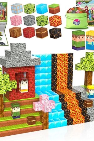 The RICCLE 60 PCS 0.9 Inch Magnetic Blocks - Build Magnetic Building Blocks Toddler STEM Sensory Outdoor Toys for 3+ Year Old Boys & Girls, Educational & Learning Toys for Ages 4-12 (60 Blocks)