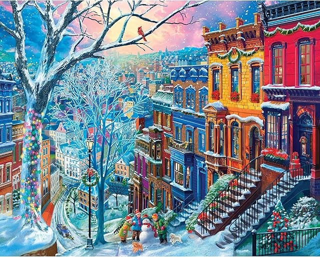 The White Mountain Winter in The City Puzzle 1000 Piece Jigsaw Seasonal Puzzles for Families