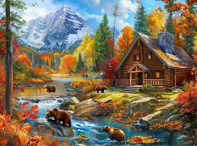 The Jigsaw Puzzles 2000 Pieces for Adults Families Bear Village Pieces Fit Together Perfectly