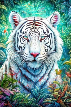 The Puzzle for Adults 1024 Pieces, Jigsaw Puzzles Challenging Night Game, Tiger and Flowers Impossible Puzzles Interlock Perfectly No Dust, House Decoration, Party Puzzle for Parents Kids