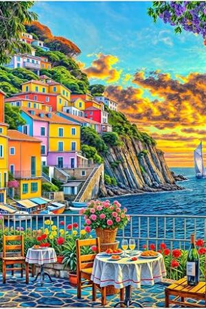 The Romantic Cinque Terre Puzzles for Adults 1000 Piece, Jigsaw Puzzles for Adults, Adult Challenging Game Toys, Impossible Puzzle, Family Decoration Puzzle