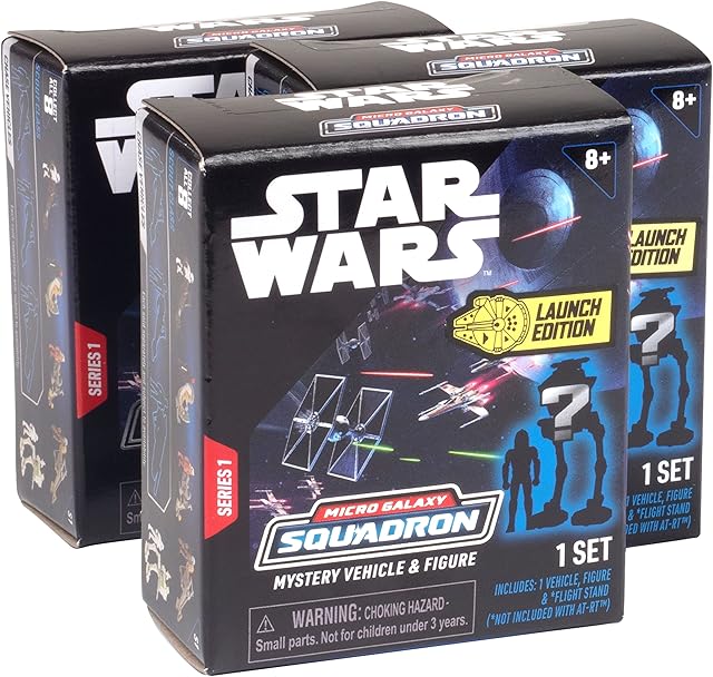 The Star Wars Micro Galaxy Squadron Scout Class Blind Box, 3-Pack - Series 1 - Receive 3 of 6 Assorted Collectible 2.5" Vehicles & 1" Figure - Gift for Kids, Teens, Adults - 8+