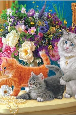 The RoseArt - Fancy Cats -Tea by The Sea - 750 Piece Jigsaw Puzzle for Adults