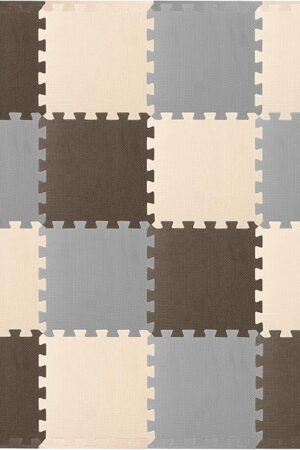 The ProSource Foam Puzzle Floor Play Mat for Kids and Babies with Solid Colors, 36 or 16 Interlocking Tiles with Borders, Brown/Beige/Grey