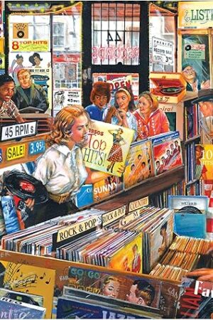 The RoseArt - Back to The Past - Record Store - 750 Piece Jigsaw Puzzle for Adults