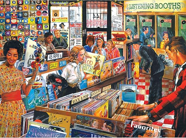 The RoseArt - Back to The Past - Record Store - 750 Piece Jigsaw Puzzle for Adults