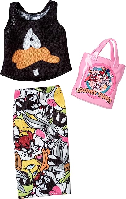 The Barbie Clothes: Looney Tunes Daffy Duck Top & Character Skirt Doll & Accessory