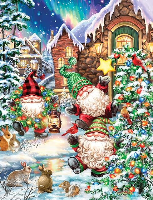 The Springbok Gnome Village 500 Piece Holiday Jigsaw Puzzle- Made in The USA with Unique Precision fit Pieces for a Great Puzzling Experience
