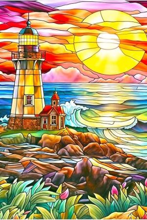 The RoseArt - Stained Glass - Summer Waves - 300 Piece Jigsaw Puzzle for Adults
