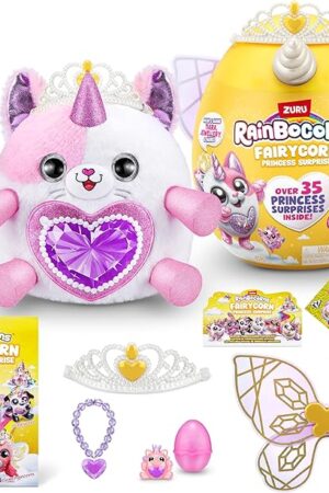 The Rainbocorns Fairycorn Princess Surprise (Kitty) by ZURU 11" Collectible Plush Stuffed Animal, Surprise Egg, Wearable Fairy Wings, Magical Fairy Princess, Ages 3+ for Girls, Children