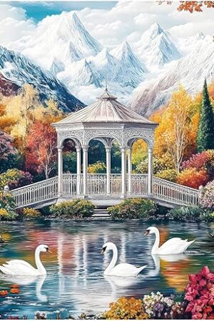 The Puzzles for Adults 1000 Piece,1000 Piece Puzzle for Adults,Snowy Mountain Swan Lake Jigsaw Puzzles, Challenging Puzzle Perfect for Game Nights, Finished Size is 28×20 in