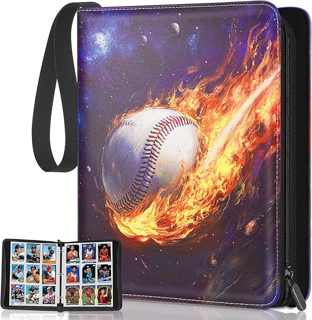 The Trading Card Binder Album, PU Leather Baseball Card Binder with 900 Side Loading Pockets, Double Sided Pocket Zipper Card Binder for MTC, TCG, Game Cards, Sports Cards