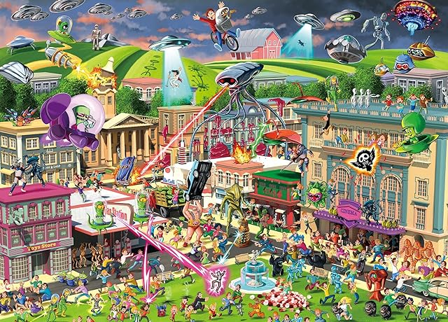 The Alien Attack Sci-Fi Classics 1000-Piece Jigsaw Puzzle for Adults | Interactive Brain Teaser, Educational Toys & Games, Home Activities Building Kit for Creative Play | Nostalgic Gifts and Collectibles