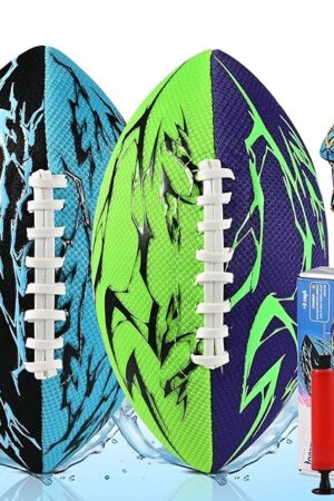 The Pool Football & Water Football 2 Pack | 10.6in Oversized Beach Toys with Enhanced 3-Layer Grip | for Swimming Pool, Beach Games & Family Fun | Includes Pump, Net Bag & Gift Box (Kids Ages 8-12)