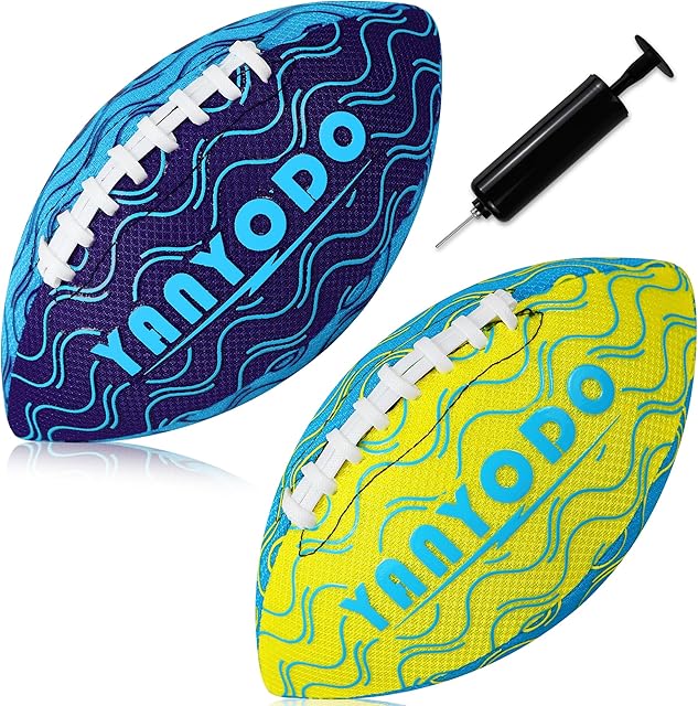 The Pool Beach Water Football - 2 Pack Waterproof Football Great Grip for Swimming Pool Beach Lake Park Backyard Outdoor Play(Size 3,Blue&Yellow)