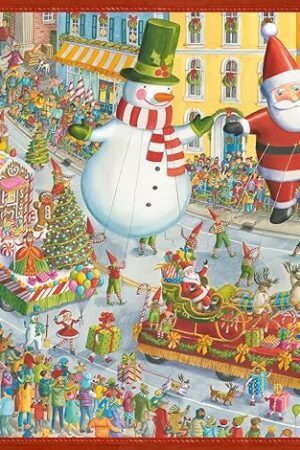 The Ravensburger - Here Comes Christmas! - 500 Piece Jigsaw Puzzle - Featuring Santa and a Snowman as They Thrill The Crowd in The Big Parade - Premium Quality - Ages 12+