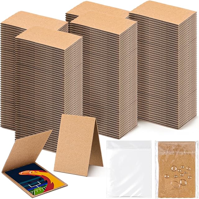 The 300 Sets Cardboard Sleeves Folded 3 x 4.5 Inches 150 Corrugated Card Shipping Protector 150 Plastic Protector for Sports Cards, Trading Cardboard Shipping Supplies