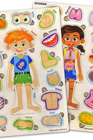 The QUOKKA Puzzles for Kids – Montessori Puzzles for Toddlers 3-5 – Preschool Game Learning Human Body Parts Anatomy Skeleton – Educational Toys for Boy & Girl
