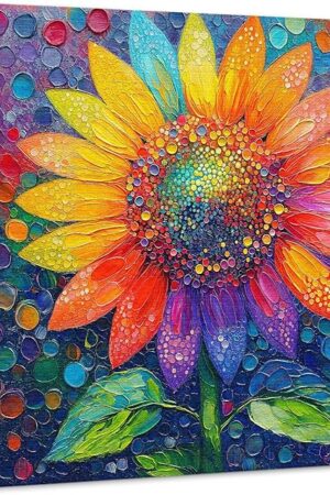 The PICKFORU Sunflower Puzzles for Adults 1000 Pieces, Impossible Rainbow Flower Jigsaw Puzzles, Colorful Gradient Plant Puzzle 1000 Pieces as Wall Art Decor