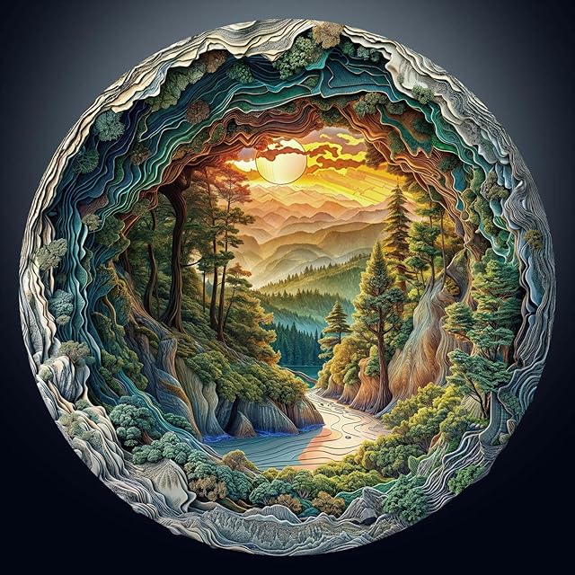 The 1000 Piece Puzzle for Adults, 3D Visual Cave Forest Jigsaw Puzzles for Adult, 26.6 x 26.6in 1000 Pieces Flat Puzzle, Christmas Birthday Party Home Decor Gifts for Family Friends