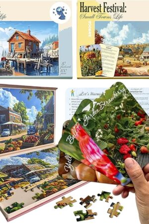 The QUOKKA 100 Pieces Dementia Puzzles for Elderly - 3SET Large Piece Puzzles for Seniors - 9 Memory Flashcards with Facts I 25 Discussion Prompts per Puzzle - Alzheimer's Activities Products for Elderly