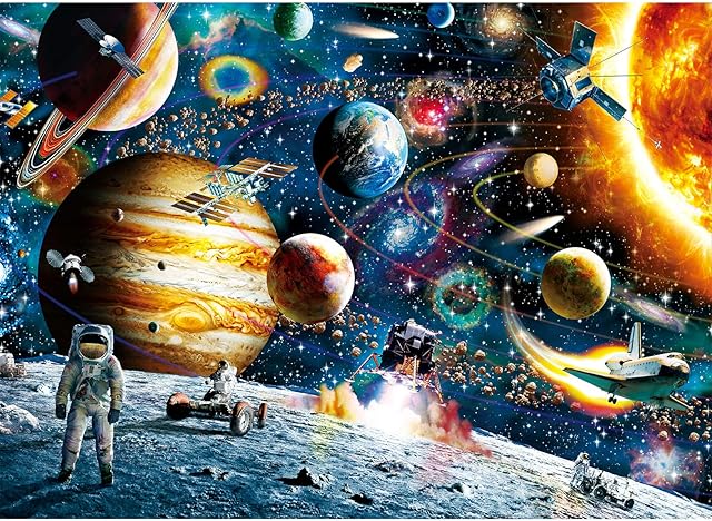 The Jigsaw Puzzles 500 Piece for Adults Space Traveler Solar System Exploration Galaxy Outer Astronaut Families Challenging Fun Pieces Fit Together Perfectly 14.5" x 20"