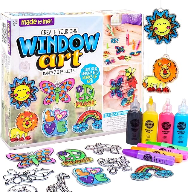 The Made By Me Create Your Own Window Art, Paint Your Own Suncatchers, DIY Arts & Crafts Idea, Craft Kits for Kids, Crafts for Kids & Toddlers, Toddler Arts and Crafts