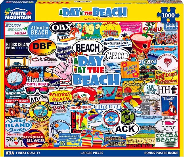 The White Mountain Puzzles A Day at The Beach - 1000 Piece Jigsaw Puzzle