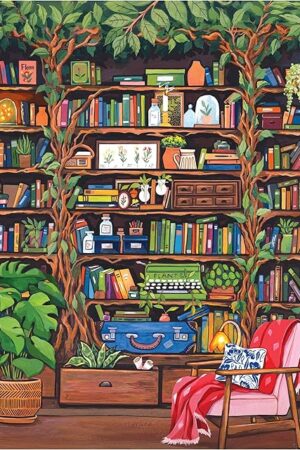 The RoseArt - Hobby Haven - Bookshelf 1000 Piece Jigsaw Puzzle for Adults - Perfect for Reading Enthusiasts