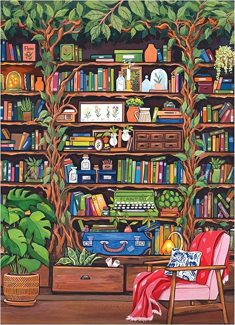 The RoseArt - Hobby Haven - Bookshelf 1000 Piece Jigsaw Puzzle for Adults - Perfect for Reading Enthusiasts