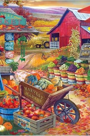 The RoseArt - Bigelow Country - Harvest Market 1000 Piece Jigsaw Puzzle, Autumn Farm Market Puzzle for Adults