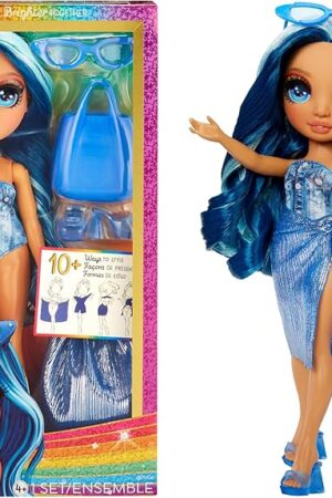 The Rainbow High Swim & Style Skyler, Blue 11" Fashion Doll with Shimmery Wrap to Style 10+ Ways, Removable Swimsuit, Sandals, Fun Play Accessories, Great Toy Gift for Girls Kids Ages 4-12 Years