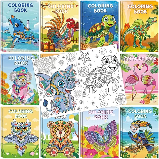 The Funrous 24 Pcs Mandala Coloring Books Bulk Ocean Jungle Animals Coloring Books Animals Mini Holiday Activity Supplies for Kids Adults Gift Filler Home School Classroom Party Supplies Favors