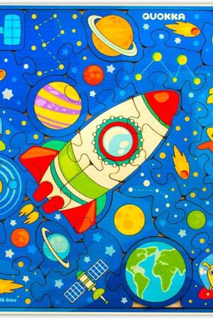 The QUOKKA Wooden Rocket Puzzles for Kids Ages 3-5 – 28 Pieces Toddlers Kids Puzzles Ages 4-8 Year Olds – Wood Rocket Toys for Children Games 6-8 yo