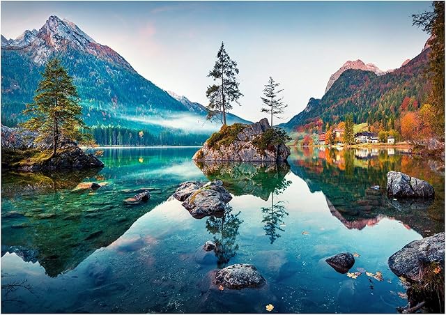 The Jigsaw Puzzles 1000 Pieces for Adults and Kids Hard Puzzles Nature Series Large Thousand Pieces Puzzle Autumn Lake Board Size 27''x19''