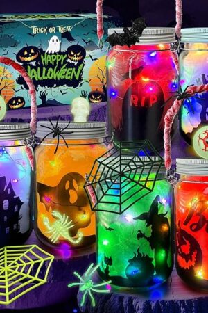The RBONIGHT 6PCS Halloween Lantern Craft Kit, Craft for Kids Age 6-8,8-12, DIY Decorations Art Project, Creative Activities for Party, Halloween Toys for Basket Stuffers Gifts