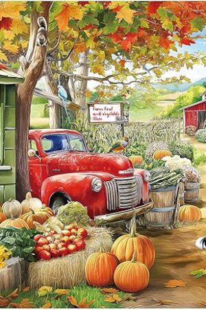 The Puzzles for Adults 1000 Pieces, Jigsaw Puzzles 1000 Pieces – Autumn Harvest Farm Puzzle with Dog, Squirrel, Kitten, Golden Leaves & Pumpkins – Cozy Fall Scene for Nature & Animal Lovers (28 x 20 in)