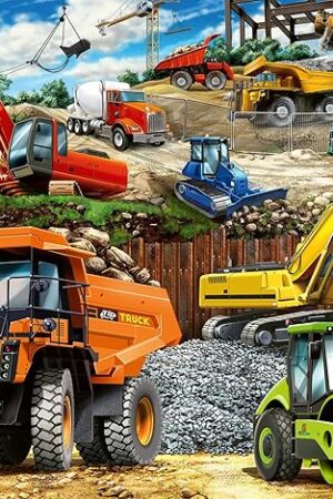 The Ravensburger - Construction Vehicles - 100 Piece Jigsaw Puzzle - Exciting, Colorful Realistic Scene - Dump Truck, Loader & More - Premium Quality - Ideal Gift - Screen-Free Fun - Children Age 6+
