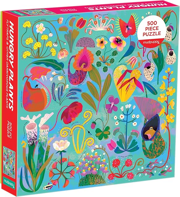 The Hungry Plants 500 Piece Family Puzzle from Mudpuppy, Jigsaw Puzzle Featuring flytraps and Other Carnivorous Plants, Perfect for Family Puzzling with Children Ages 8+, Puzzle Image Insert Included
