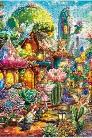 The Plant Buttefly Puzzle for Adults 1000 Pieces, Fantasy Fairy Jigsaw Puzzle, Colorful Succulent Cactus Insect Houseplant Challenging Puzzle