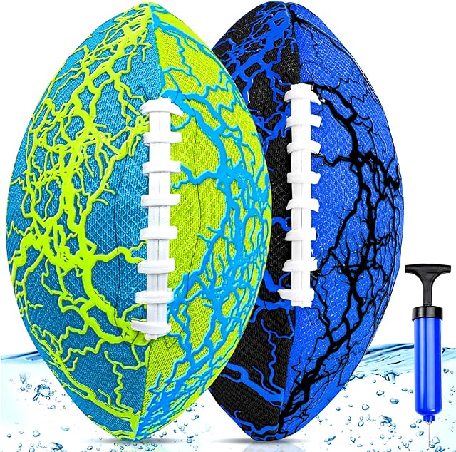 The Jasonwell Pool Beach Water Football - 2 Pack Waterproof Football Strong Grip Fun Pool Toys Games for Swimming Pools Beach Lake Park Backyard Outdoor Play for Kids Children Teens Adults Family