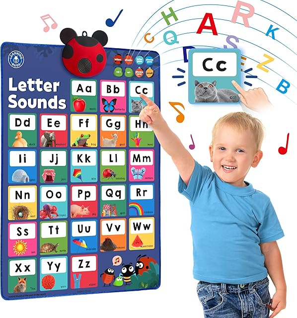 The LEARNING BUGS Press to Learn Phonics, Interactive Letters and Sounds Talking Poster, Preschool & Kindergarten Learn to Read, Ages 3+
