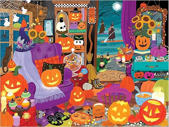 The RoseArt - Witching Hour - 500 Piece Halloween Jigsaw Puzzle - Spooky Seasonal Fun for Adults