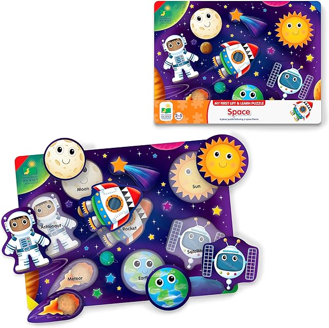 The The Learning Journey Space Puzzle Lift & Learn - 26 Pieces - Cardboard, Outer Space Theme for Toddlers 2-5 Years
