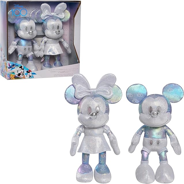 The Disney100 Years of Wonder Mickey Mouse & Minnie Mouse Collector Set Plush Stuffed Animals, Kids Toys for Ages 2 Up by Just Play