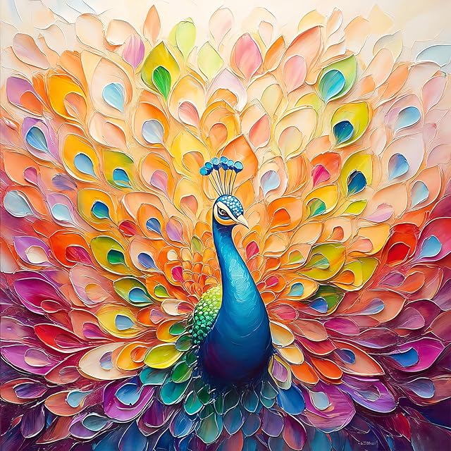 The Difficult Puzzles for Adults 1000 Pieces: Peacock Artwork Jigsaw Puzzle, Challenging Impossible Hard Puzzle for Animal Lovers Gifts, 24 x 24 in